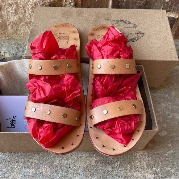 Beek Sandals Studded Leather Slides Brown Straps Summer Shoes Womens 7 - Picture 4 of 11